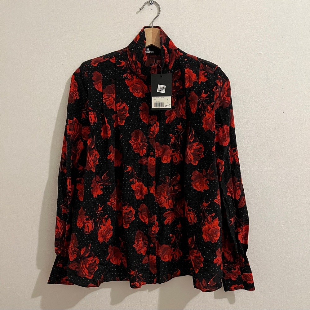 The Kooples Red and Black Floral Blouse - Picture 2 of 4